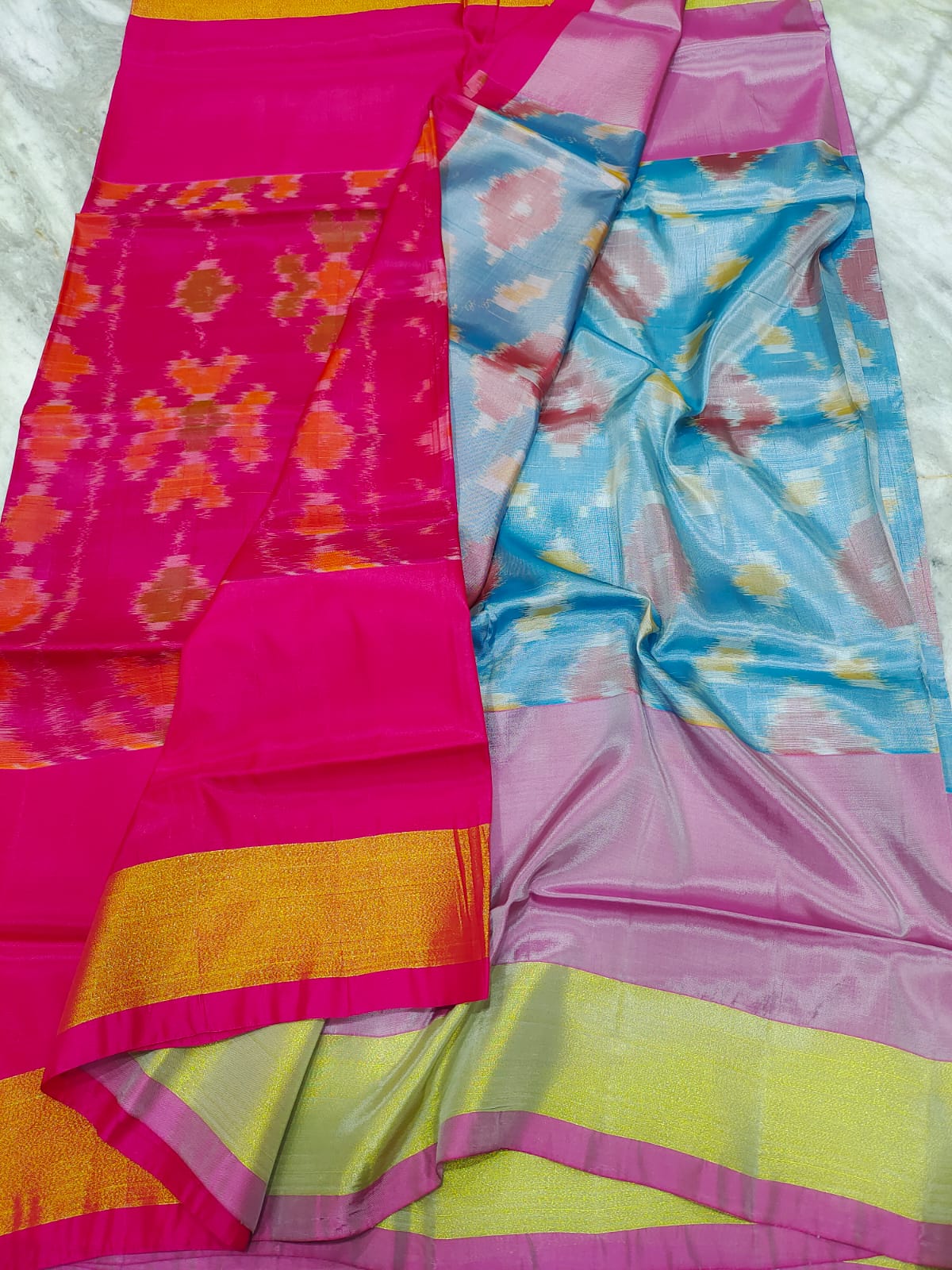 Mangalagiri 100 pattu pochampalli ikkat design saree