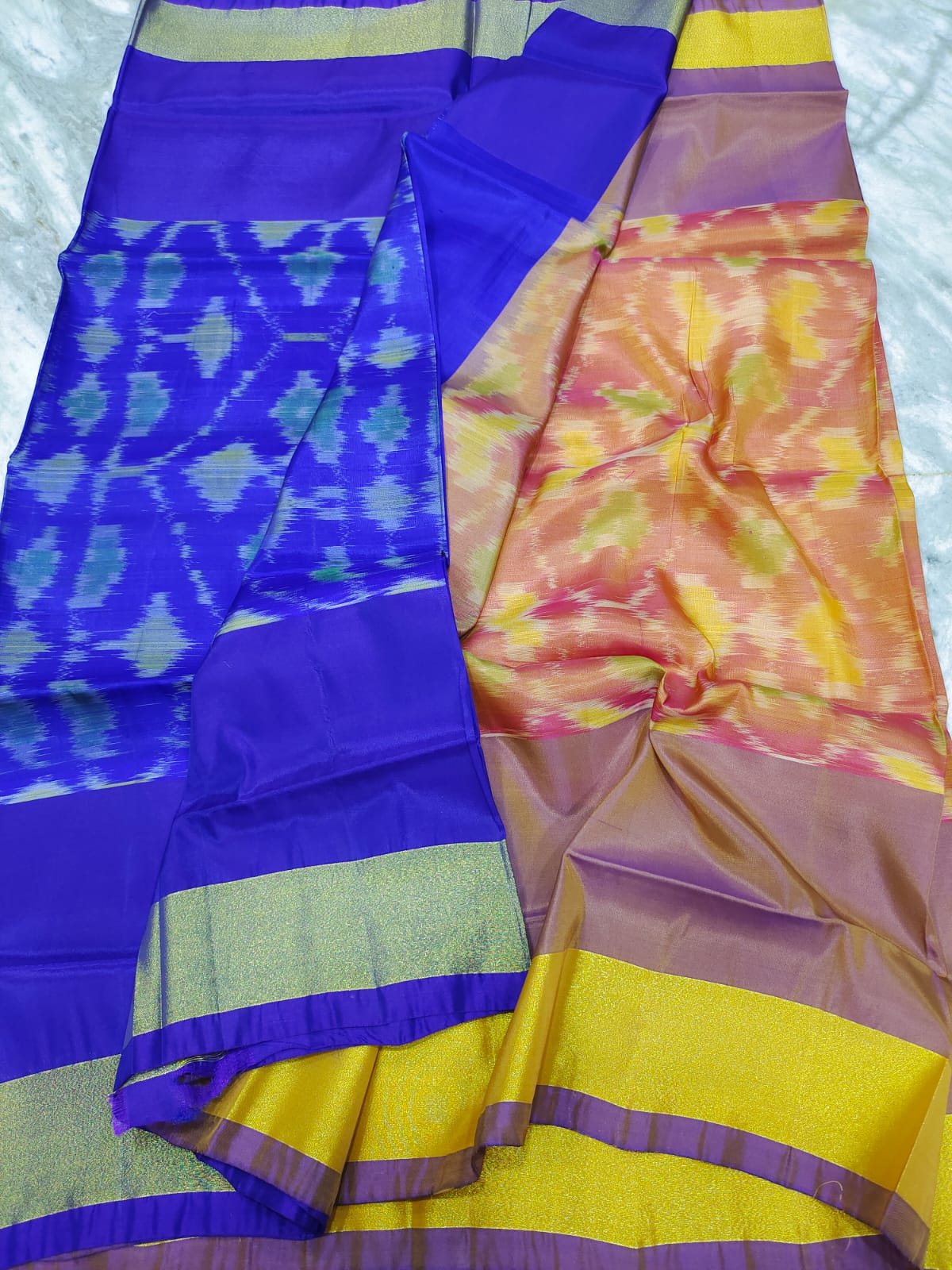 Mangalagiri 100 pattu pochampalli ikkat design saree