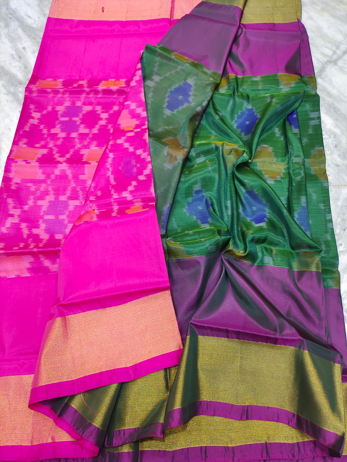 Mangalagiri 100 pattu pochampalli ikkat design saree
