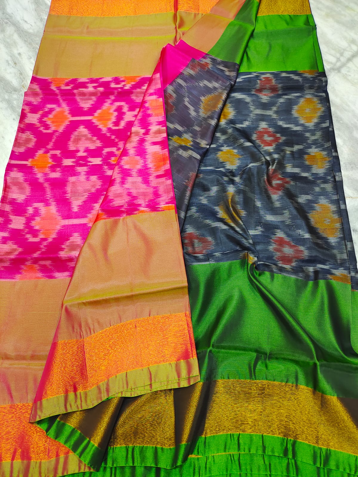 Mangalagiri 100 pattu pochampalli ikkat design saree