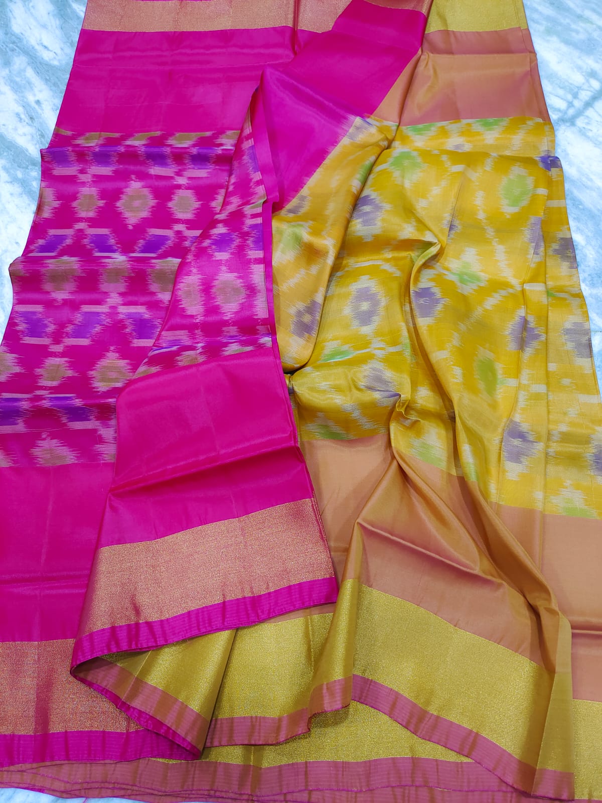 Mangalagiri 100 pattu pochampalli ikkat design saree