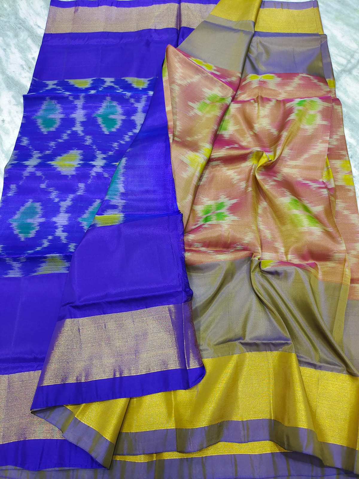 Mangalagiri 100 pattu pochampalli ikkat design saree