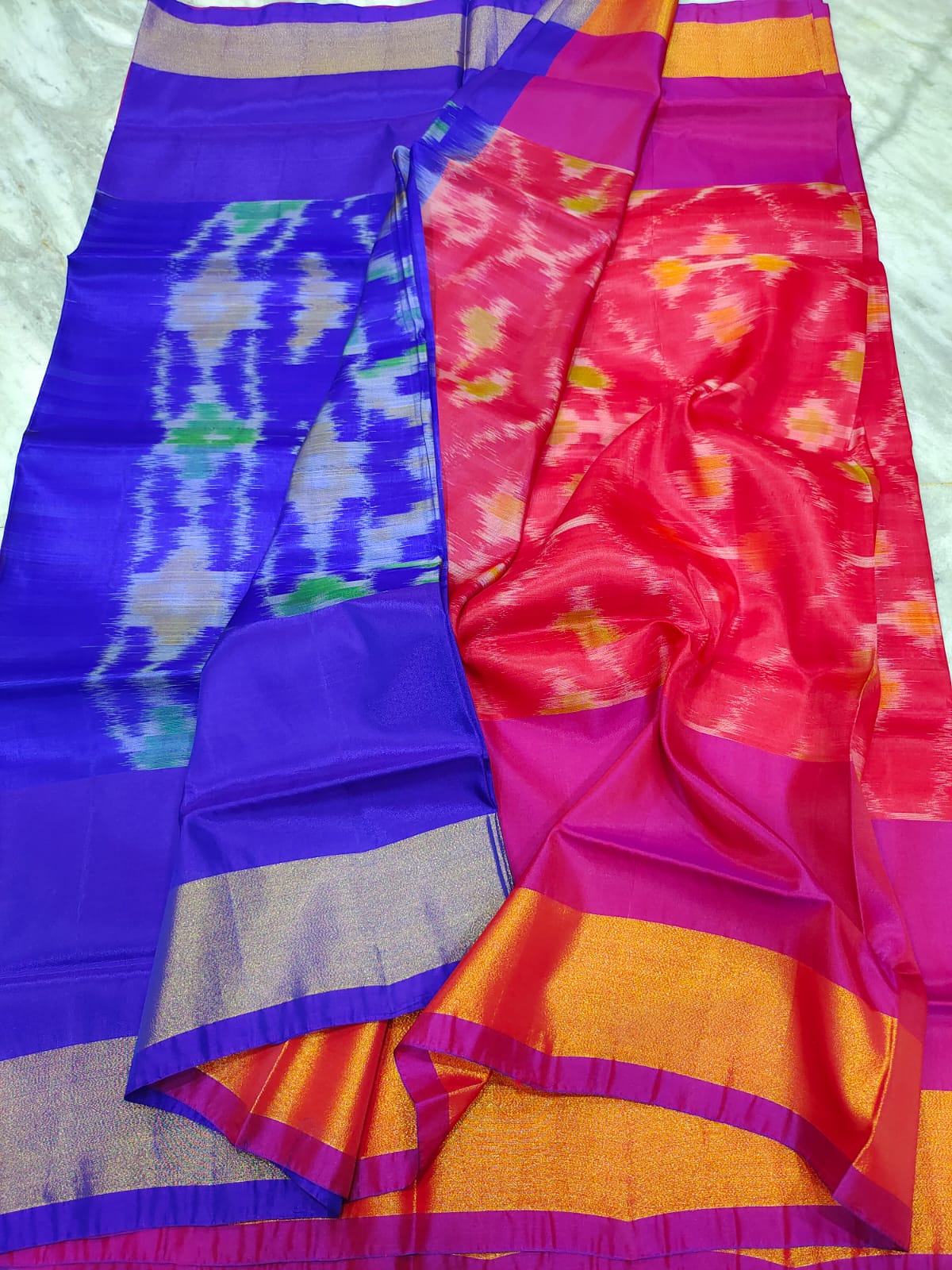 Mangalagiri 100 pattu pochampalli ikkat design saree