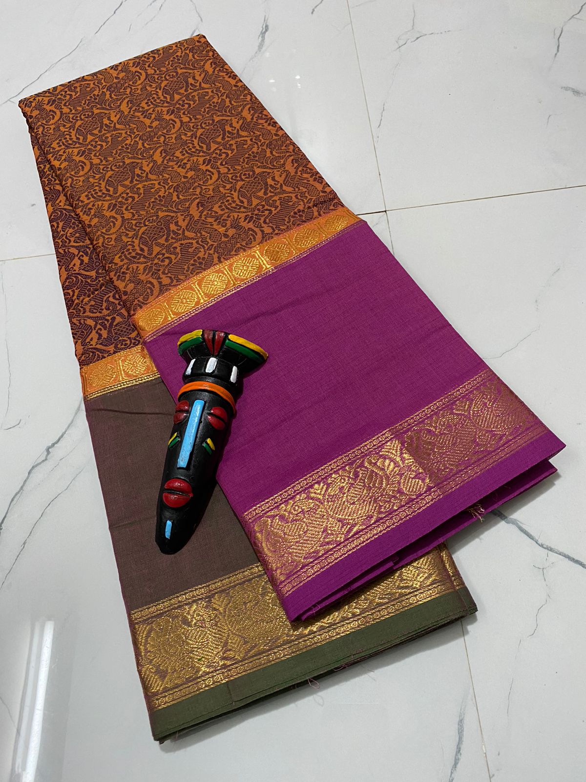 Vanasingaram mubagam design pure cotton saree - Vannamayil Fashions