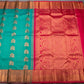 Kanchipuram handloom pure silk turquoise blue and rani pink colour saree