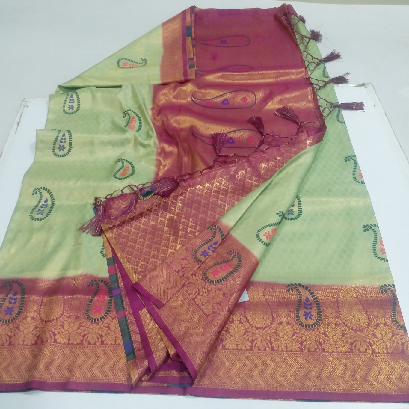 Kubera silk meena work saree