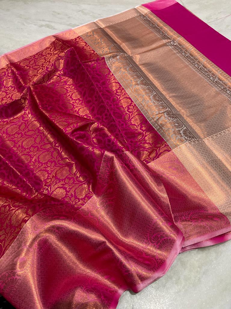 Banarasi copper softy silk saree - Vannamayil Fashions