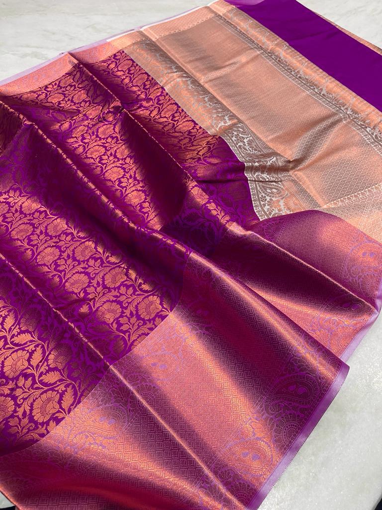 Banarasi copper softy silk saree - Vannamayil Fashions
