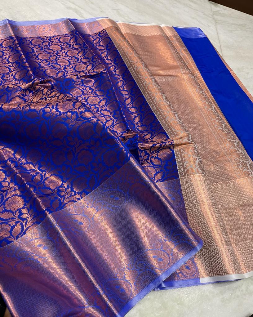 Banarasi copper softy silk saree - Vannamayil Fashions