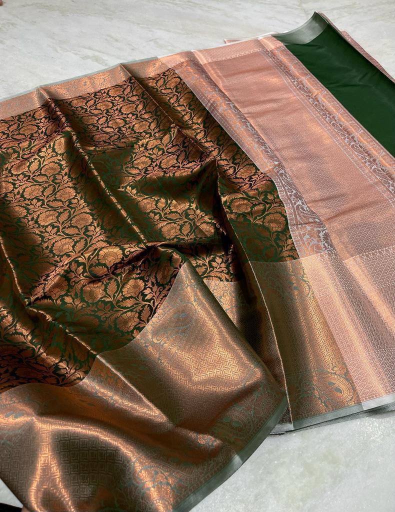 Banarasi copper softy silk saree - Vannamayil Fashions