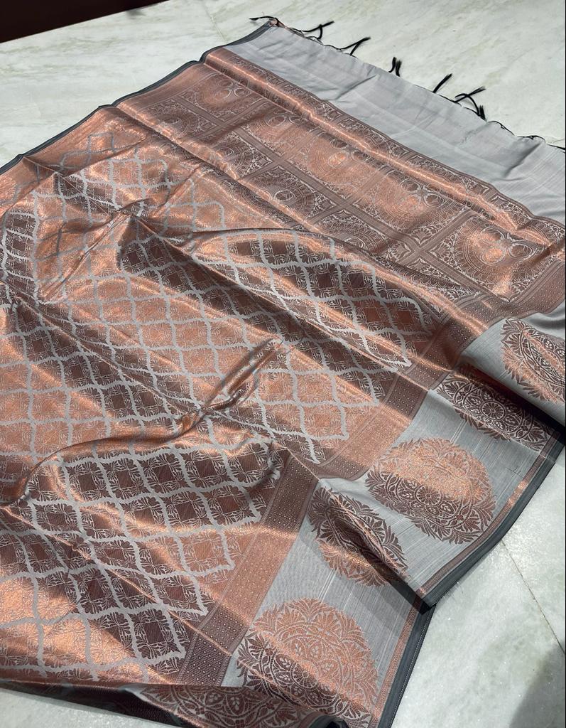 Banarasi copper softy silky saree - Vannamayil Fashions