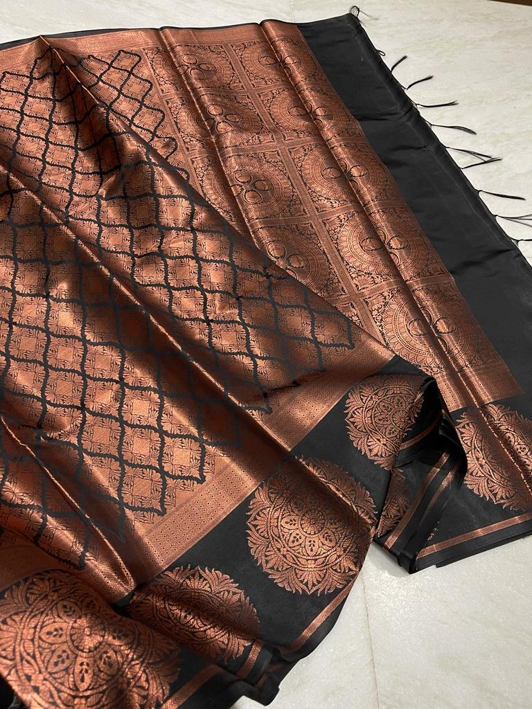 Banarasi copper softy silky saree - Vannamayil Fashions