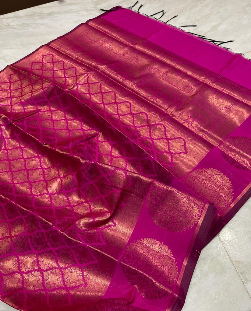Banarasi copper softy silky saree - Vannamayil Fashions