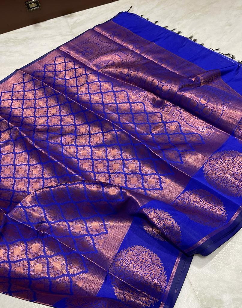Banarasi copper softy silky saree - Vannamayil Fashions