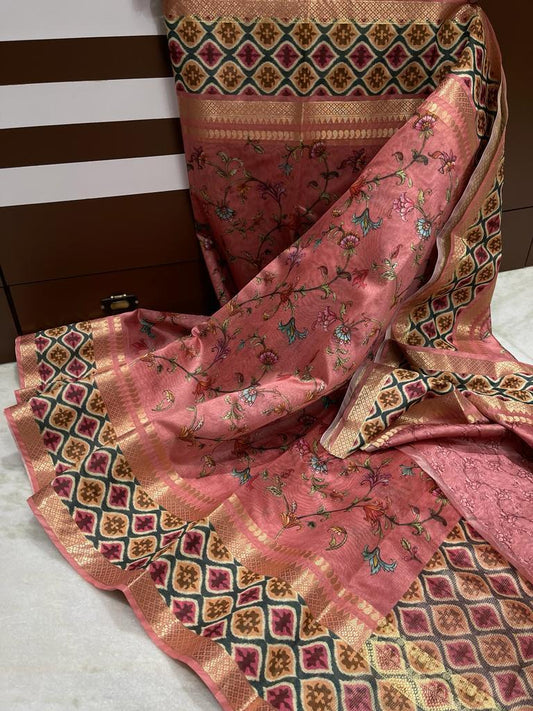 Banarasi dupion digital printed saree