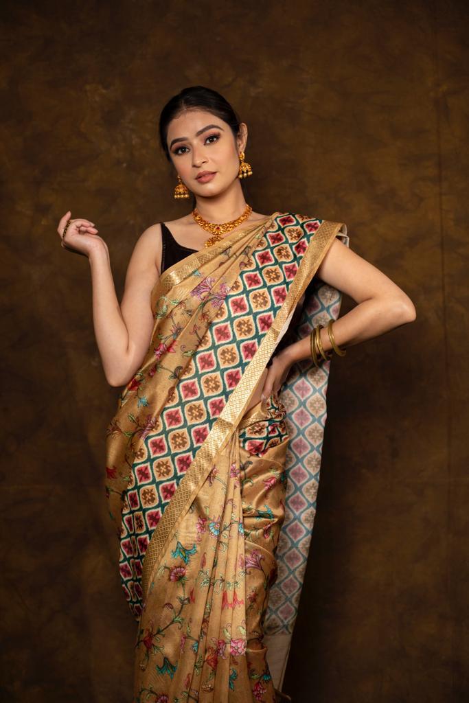 Banarasi dupion digital printed saree