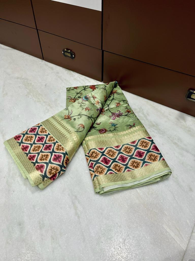 Banarasi dupion digital printed saree