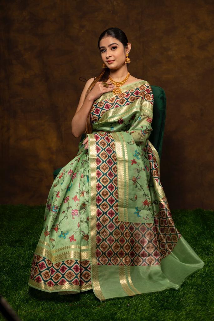 Banarasi dupion digital printed saree