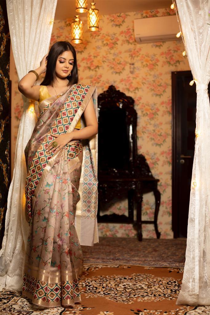 Banarasi dupion digital printed saree