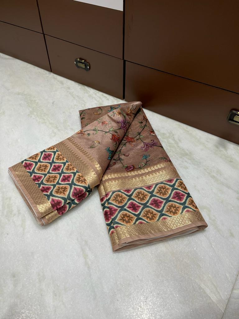 Banarasi dupion digital printed saree