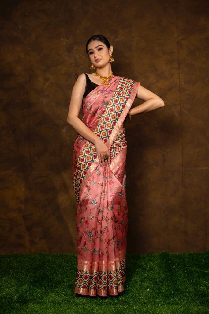 Banarasi dupion digital printed saree