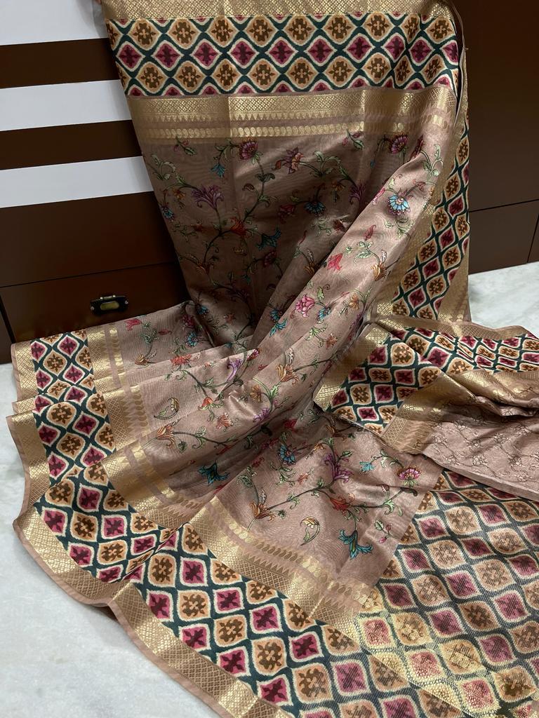 Banarasi dupion digital printed saree