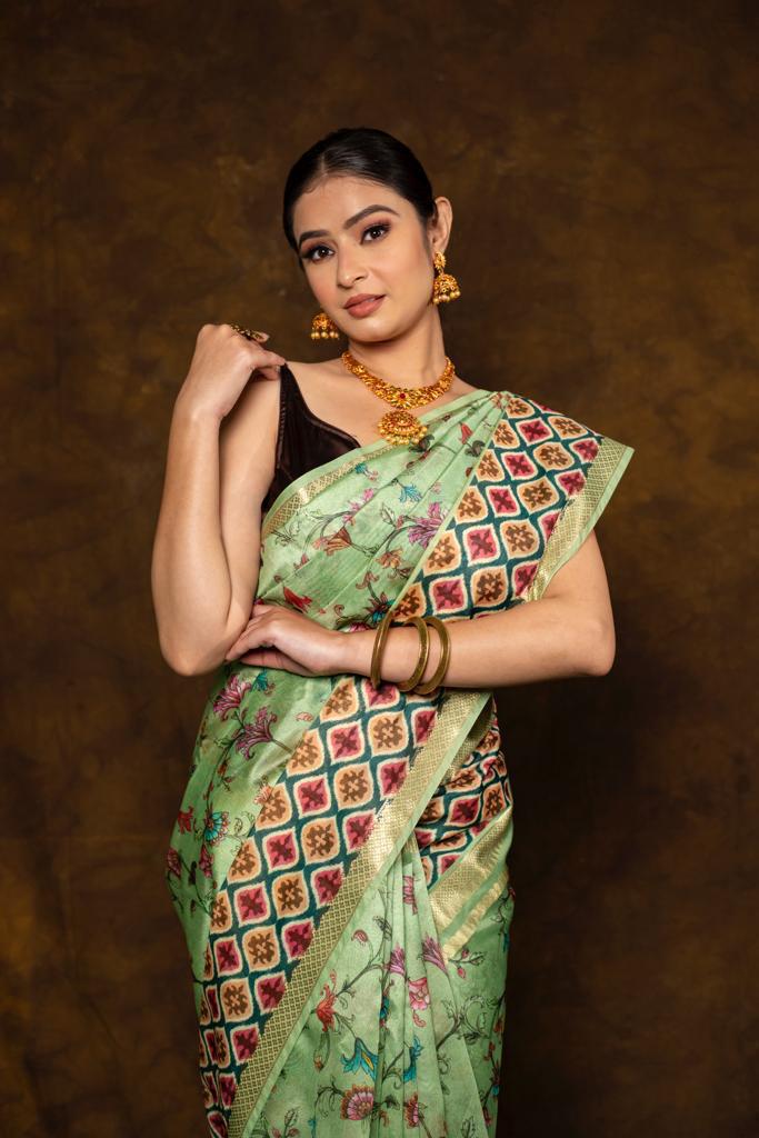 Banarasi dupion digital printed saree
