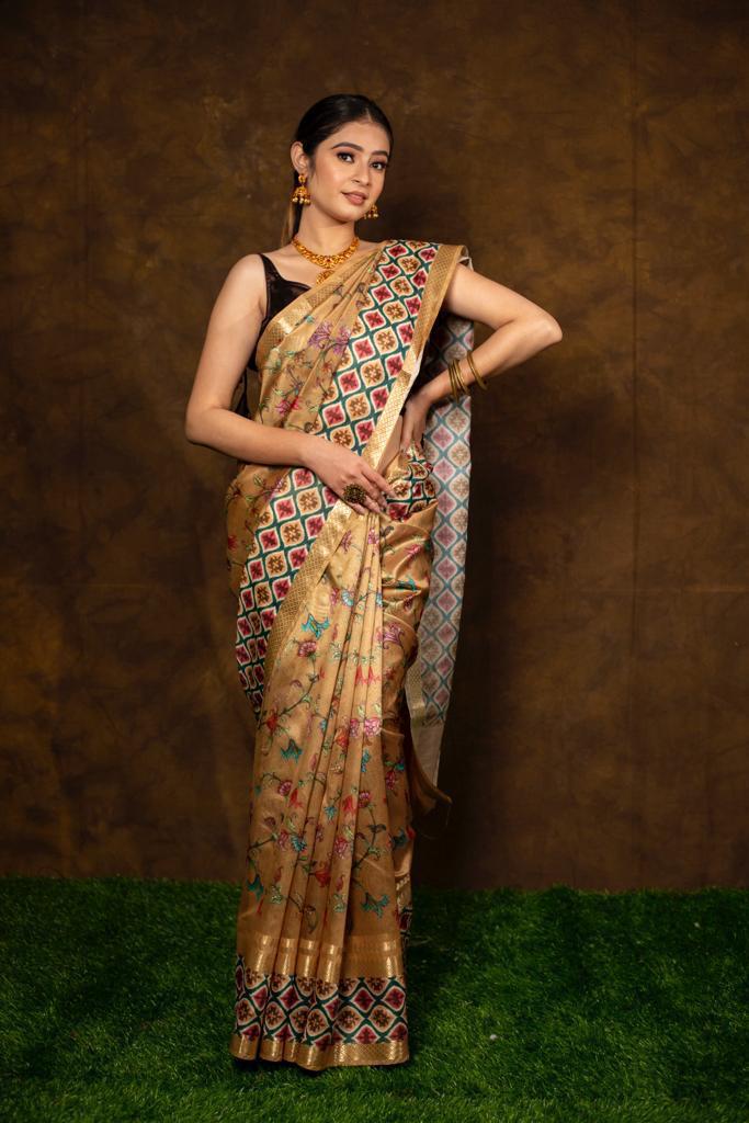 Banarasi dupion digital printed saree