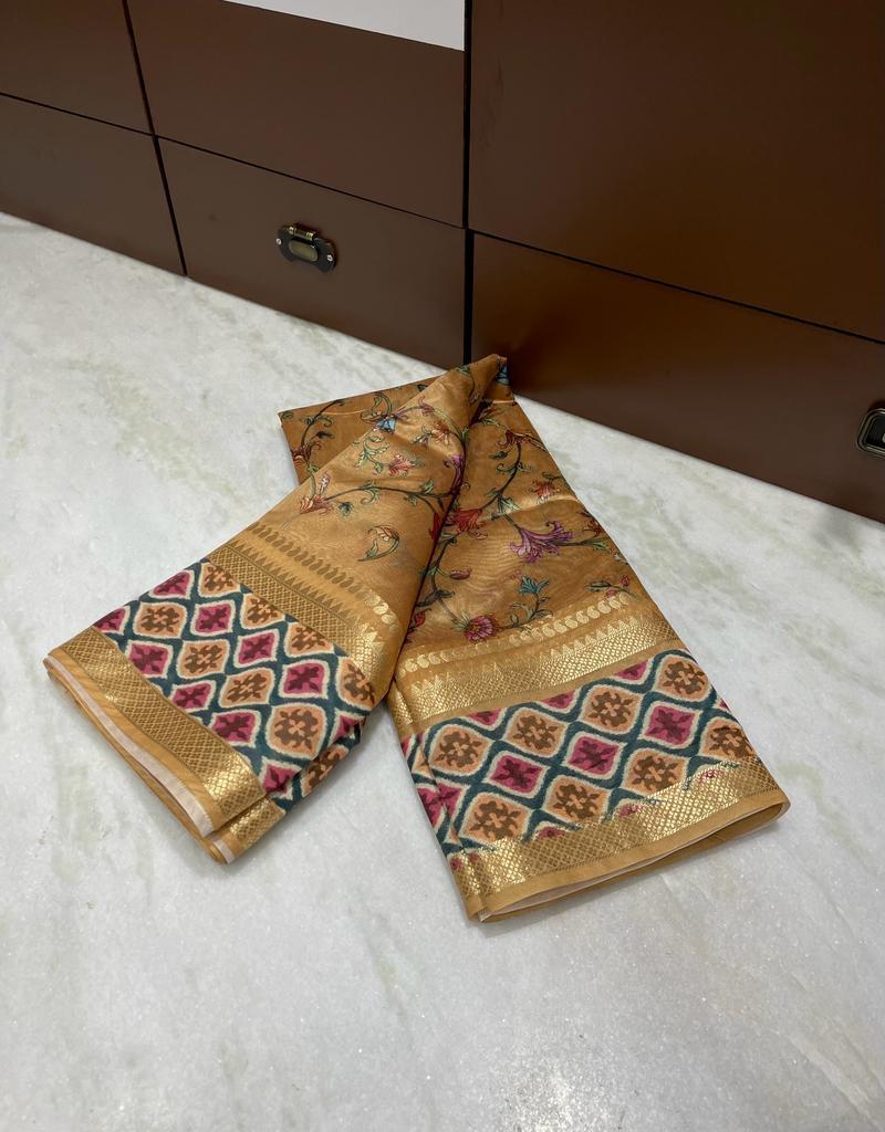 Banarasi dupion digital printed saree