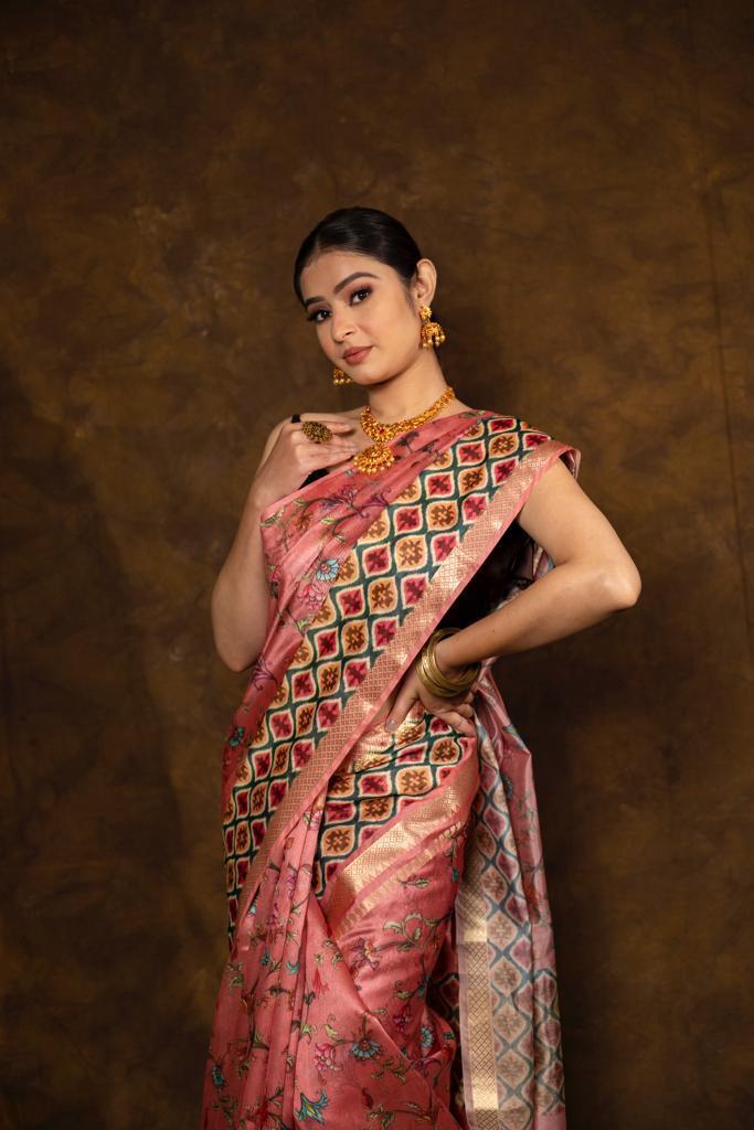 Banarasi dupion digital printed saree