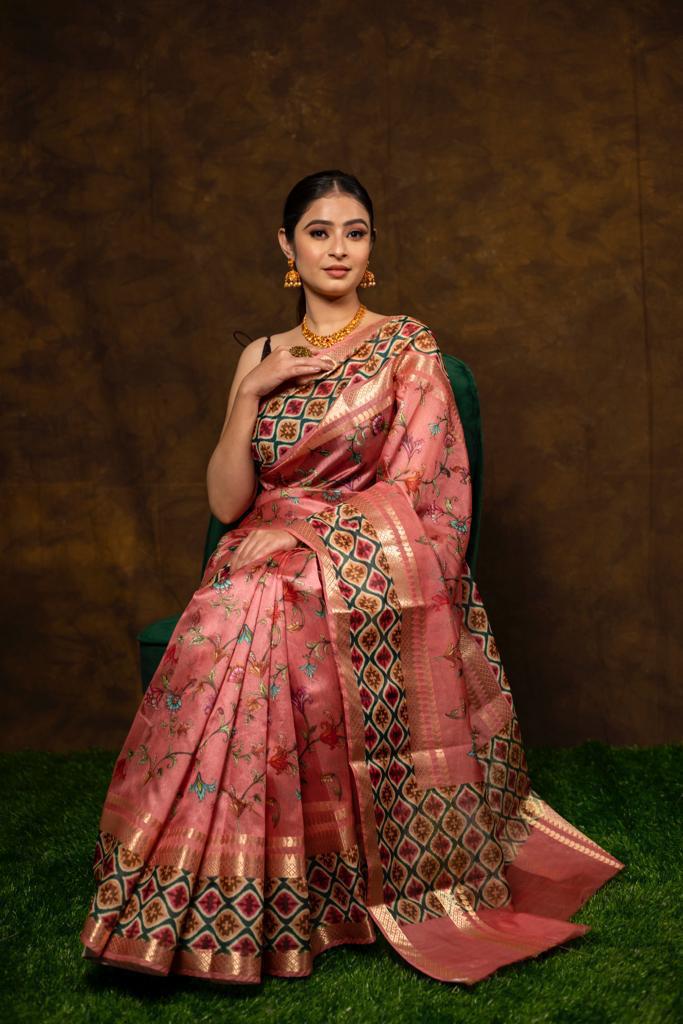 Banarasi dupion digital printed saree