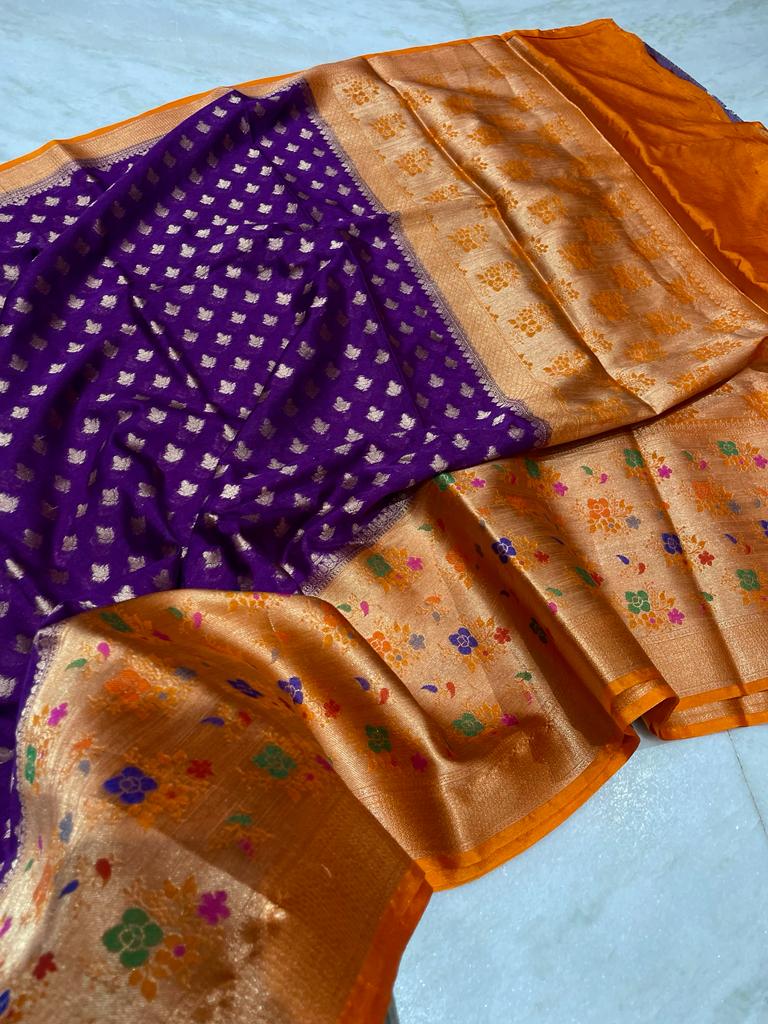 Banarasi dyable soft silk saree - Vannamayil Fashions