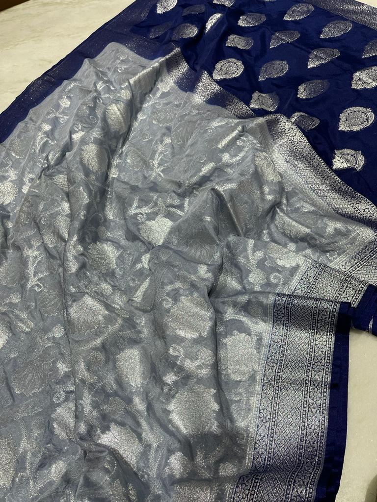 Banarasi handloom katan dyeable saree - Vannamayil Fashions