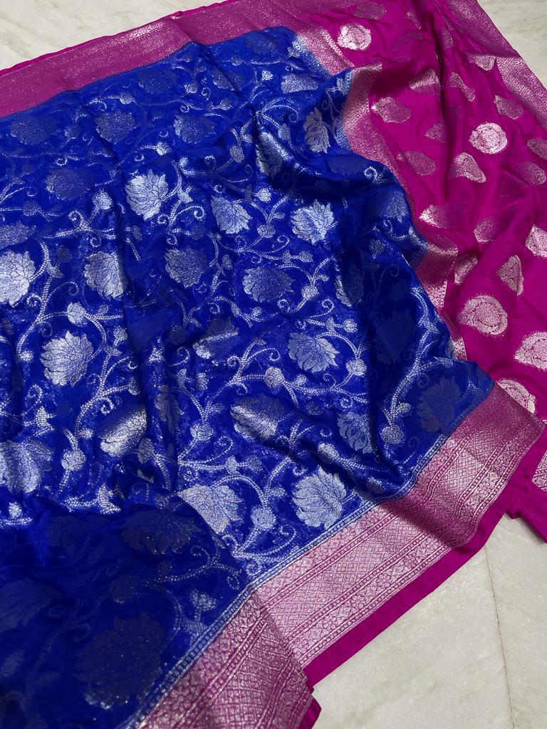 Banarasi handloom katan dyeable saree - Vannamayil Fashions