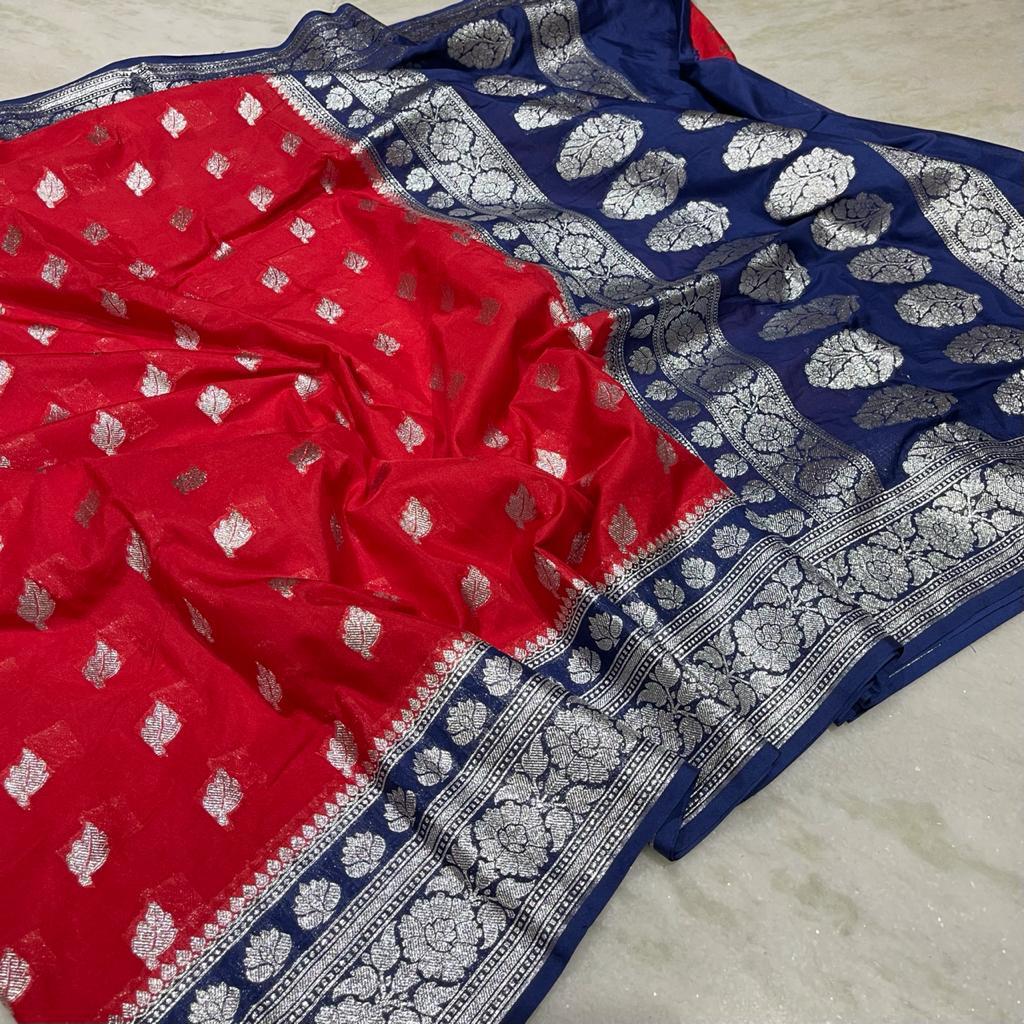 Banarasi handloom katan dyeable saree - Vannamayil Fashions