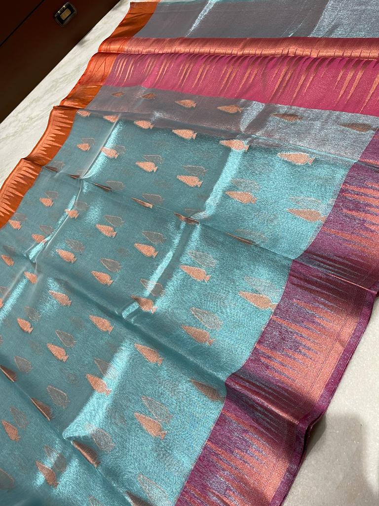 Banarasi tissue zari butta woven saree - Vannamayil Fashions