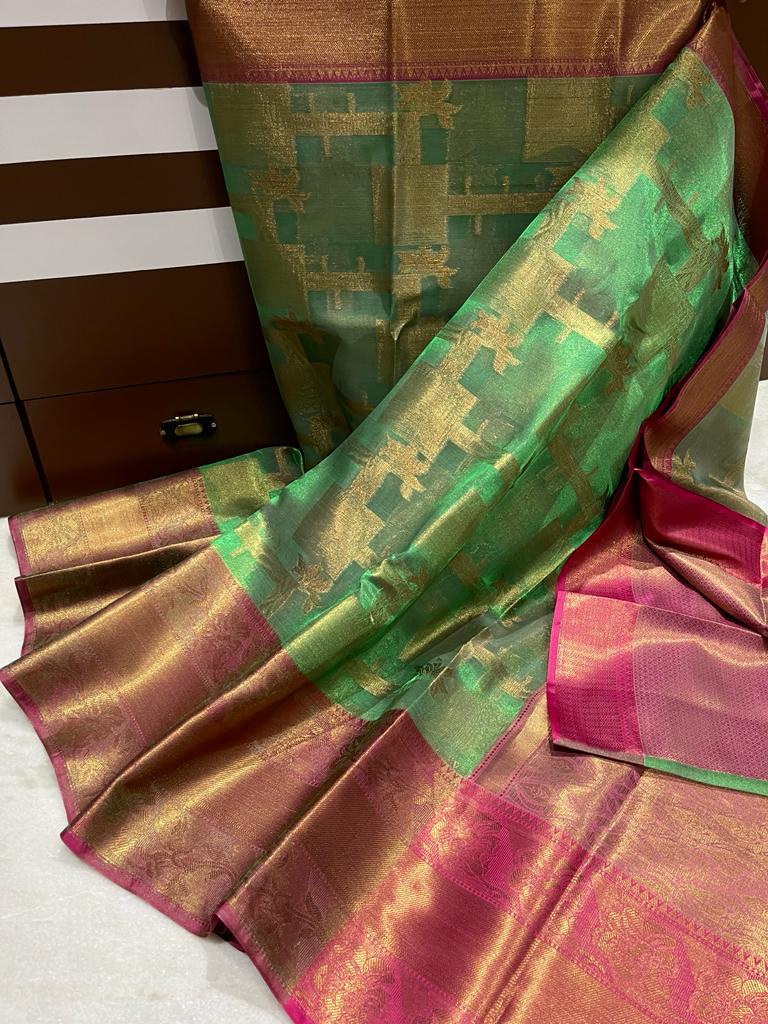 Banarasi tissue zari butta woven saree - Vannamayil Fashions