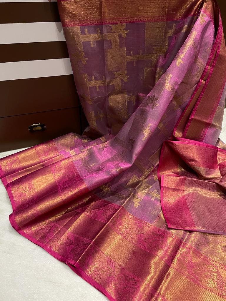 Banarasi tissue zari butta woven saree - Vannamayil Fashions