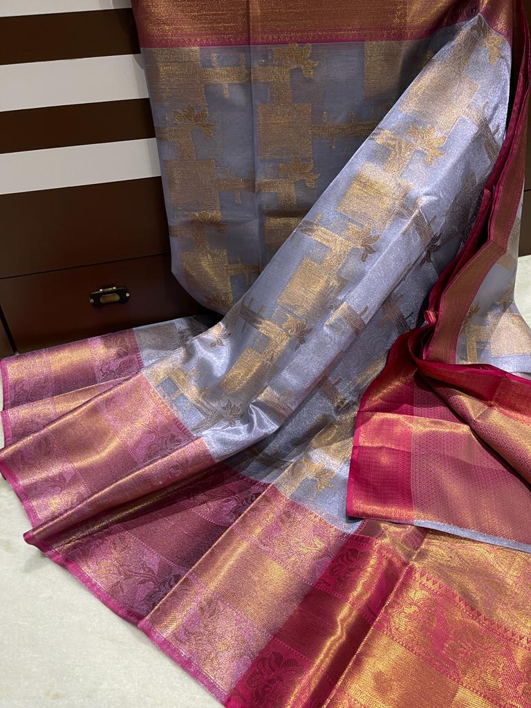 Banarasi tissue zari butta woven saree - Vannamayil Fashions