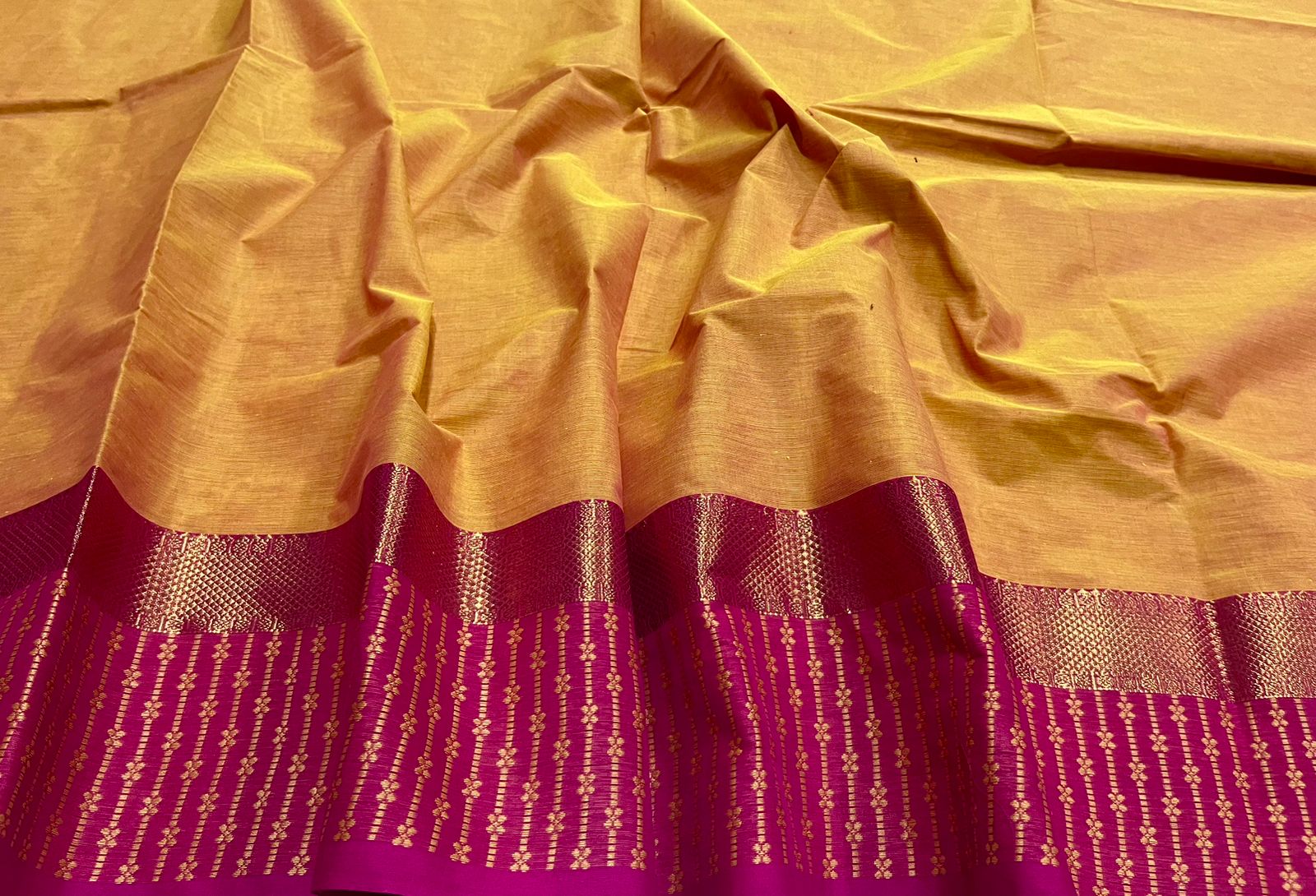 Chettinad cotton muthu korvai plain saree