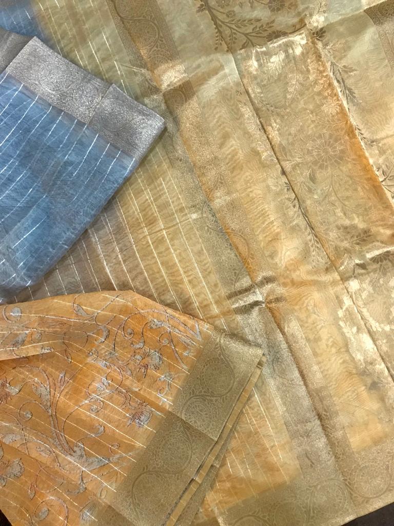 Dual shade kora organza silk saree