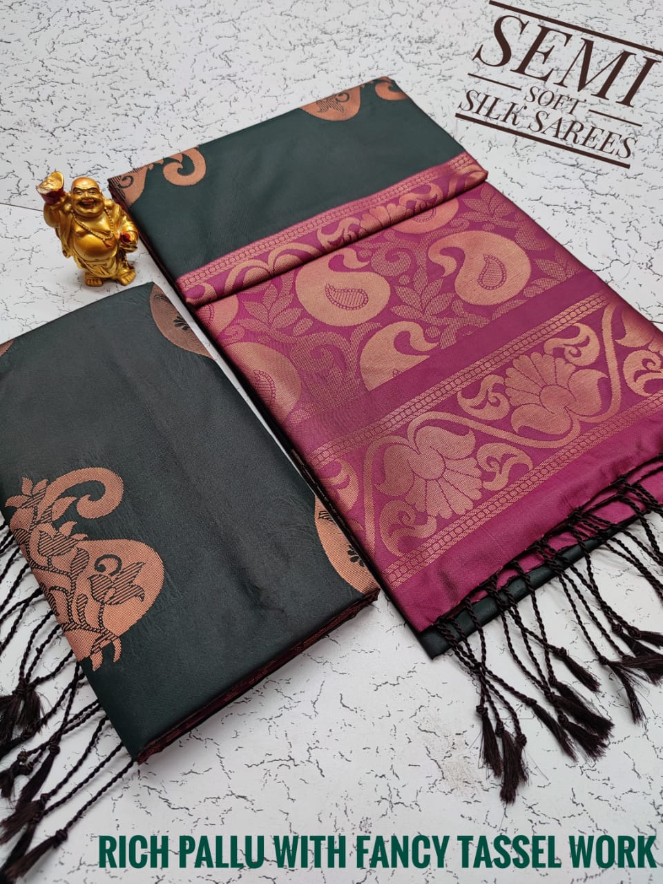 Fancy soft silk borderless saree