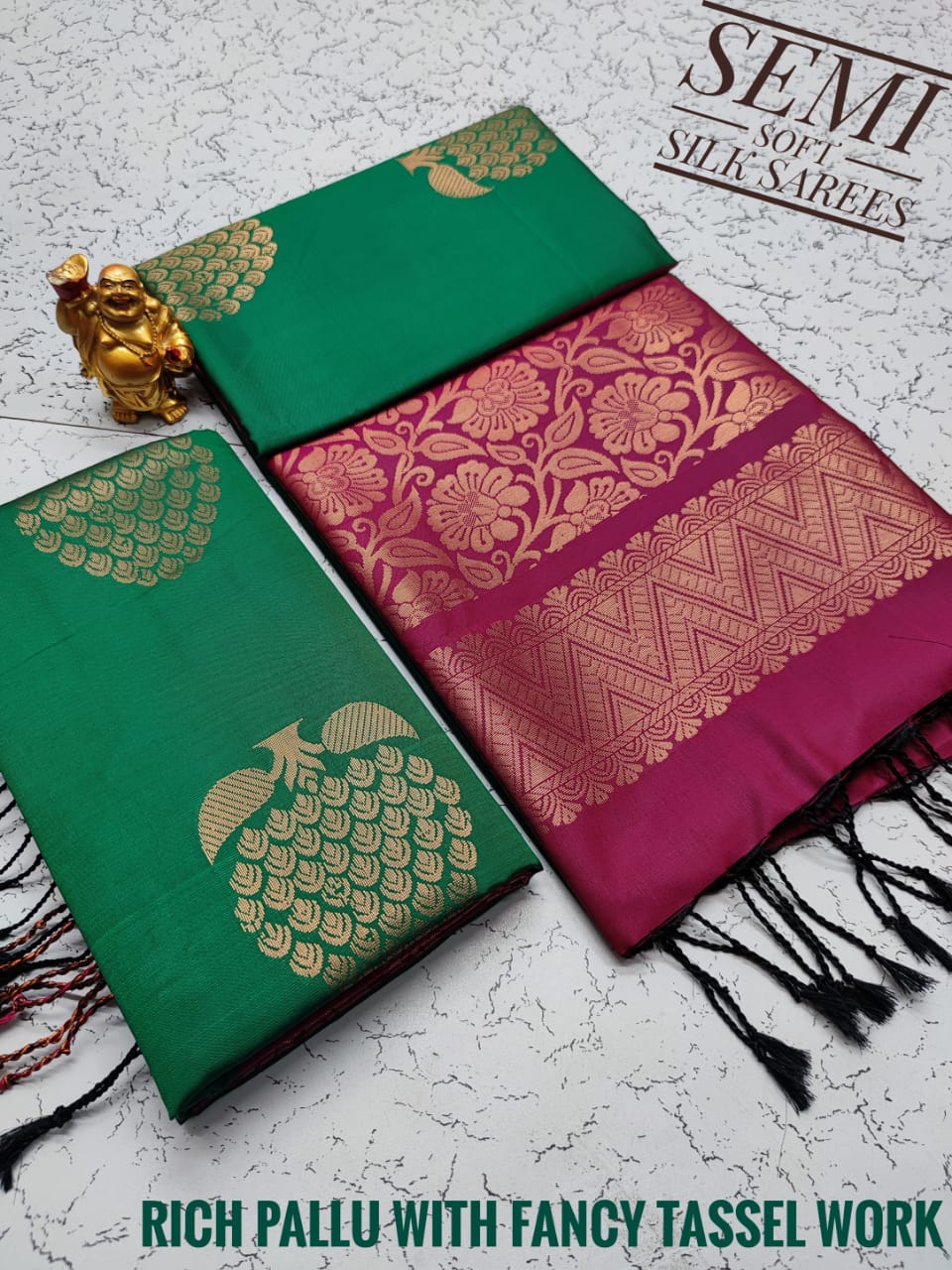 Fancy soft silk borderless saree