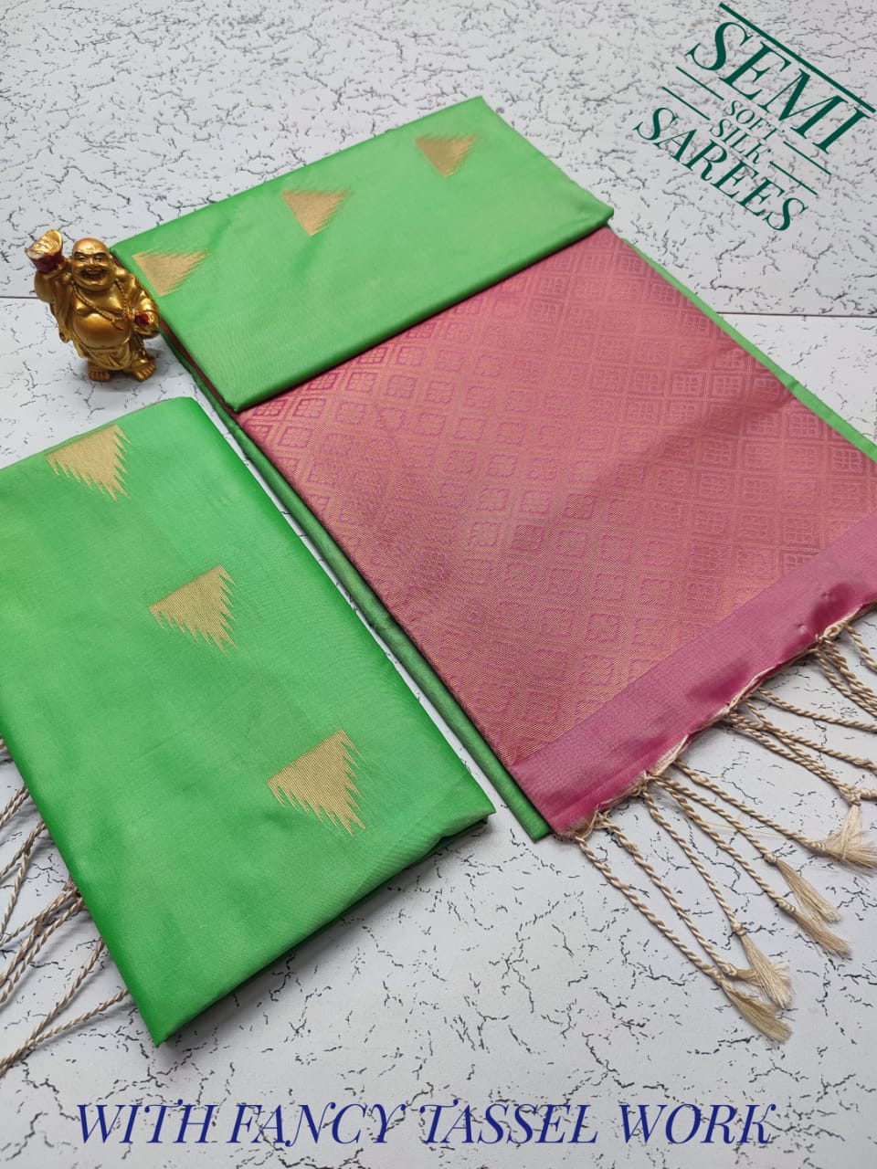 Fancy soft silk borderless saree