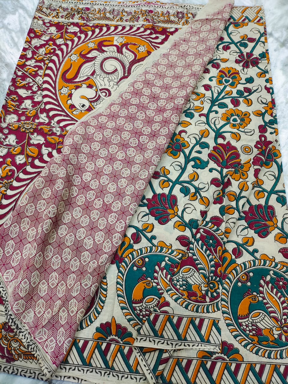 Kalamkari cotton kalamkari design saree - Vannamayil Fashions