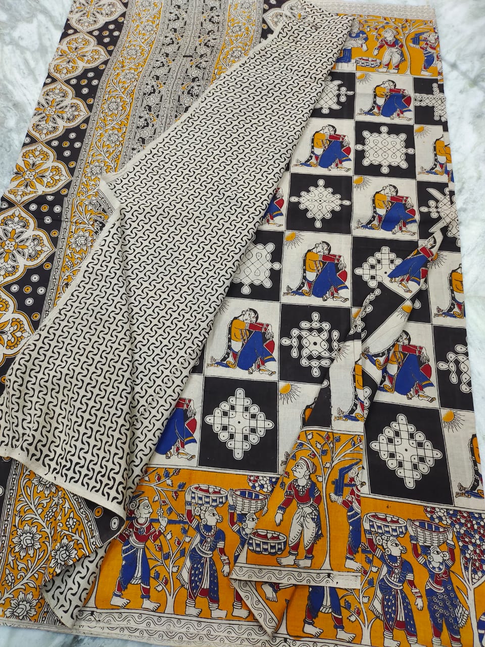 Kalamkari cotton kalamkari design saree - Vannamayil Fashions