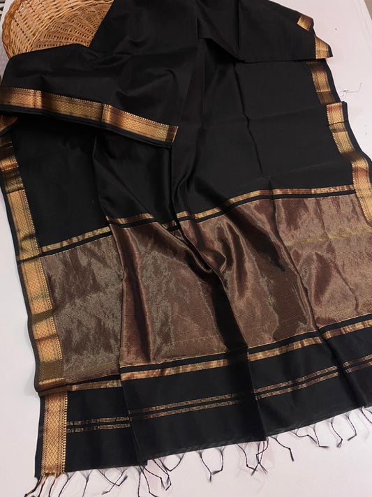 Maheshwari handloom plain silk cotton saree