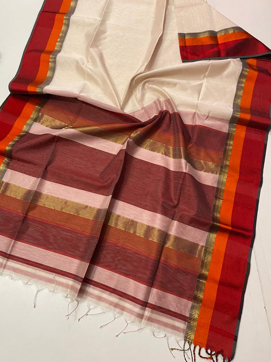 Maheshwari handloom resham big border saree