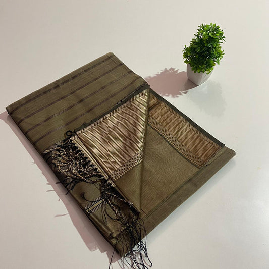 Maheshwari handloom resham big border silk by cotton saree - Vannamayil Fashions