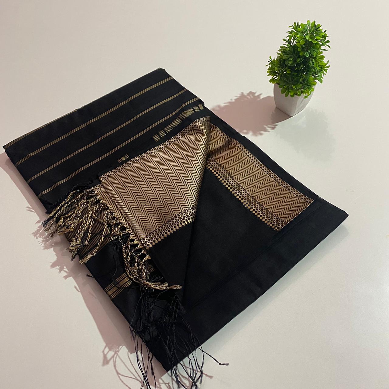 Maheshwari handloom resham big border silk by cotton saree - Vannamayil Fashions